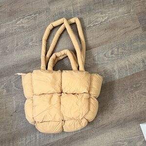 Amazon Beige Quilted Bubble Tote Bag